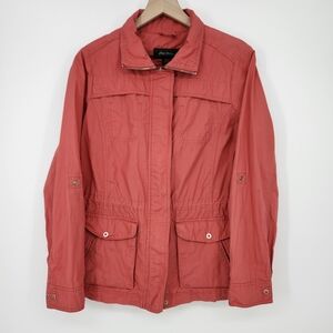 Eddie Bauer Womens Full Zip Jacket Size M Coral Cotton Lightweight Outdoors‎